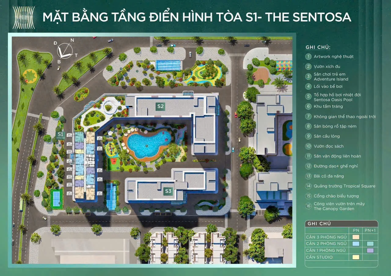 Mặt bằng tòa S1 The Sentosa Vinhomes Star City